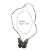 Choker Colorful Beaded Butterfly Necklace For Women 2024 Fashion Versatile Neckchain Summer Neck Jewelry Collar Chain