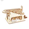 Arts et artisanat 3D en bois marbre course Puzzle jouets enfants boule de fer assemblage de piste mécanique modèle de Construction pour construire bricolage Montessori Puzzle YQ240119