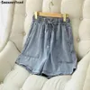 Damskie spodenki Summer Classic Shorts Baggy dżinsy ponadzakręgane 4xl vaqueros krótkie elastyczne wysokie talia szerokie nogi pantelones cortos damne pres newl240119