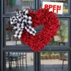 装飾的な花を吊るす花輪の布地ハートシェイプレッドガーランドフロントドアバレンタインデーポグラル小道具結婚式装飾品2024