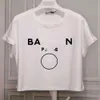 Balmani Tshirt Designer Magliette da uomo di qualità originale Nuova manica corta arricciata Lettera floccata Manica corta ampia da donna