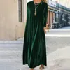 Casual Dresses Fall Spring Women Dress Round Neck Loose Solid Color Long Sleeve Pullover Soft Warm Ankel Längd Maxi