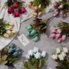 Simulation de 7 gros boutons de roses, paquets de roses, paquets de vent ins, commerce extérieur transfrontalier, vente en gros de fleurs en soie RX