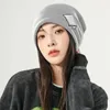 Bérets Striped Trined Hat Letter Fashion Woolen Pile Cap crâne Skull femelle / filles