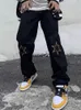 Jeans da uomo Harajuku Nero Hip Hop scommessa Stelle Stampa Jeans Pantaloni Uomo e donna Y2k Moda casual Pantaloni jeans larghi dritti Streetweareffimero