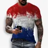 Homens camisetas Verão Homens Camisa Rua Moda O Collar 3D Impresso T-shirt de Alta Qualidade Casual Manga Curta Tee Solto Sports Top