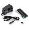 Adaptateur d'alimentation 30 W Chargeur USB 8 têtes de rechange Adaptateur secteur AC vers DC 3 V 4,5 V 5 V 6 V 7,5 V 9 V 12 V 2 A 2,1 A Convertisseur de tension réglable pour US/EU/UK/AU