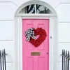 Dekorativa blommor hängande krans tyg hjärtform röd girland främre dörr valentiner dag pografi rekvisita bröllop ornament 2024