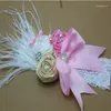 Acessórios para o cabelo Natal Lace Headband Meninas Cetim Roseta Flor Hairband Bow Feather Headbands Kids' 2 pçs/lote