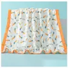 Serviettes Robes Six couches de coton gaze générale bébé bain pour enfants bébé couverture dessin animé imprimé serviette couette absorbant respirant 120X150 Dhxsu