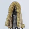 Kvinnors dikerockar 2024 Vattentät ECOFUR FAUX FUR PARKAS KORTPARKA VINTER JACK KVINNA SAPPABLE 3 I 1 Tjock varm streetwear