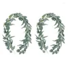 Flores decorativas BEAU-2X Guirnalda de eucalipto artificial Vid verde para decoración de habitación Fondo de boda Arco Deco