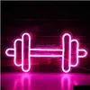 LED Neon Sign övning Barbell Gymfärger Ljus sportrum saker design klubb dekoration gåva r230613 droppleveransbelysning belysning dhdj0