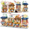 Bloklar Şehir Mini Japon Sokak Görünümü Erişteleri Ev Model Yapı Blokları DIY Hot Spring Sushi Dükkanı Tuğla Ldrenvaiduryb için Oyuncaklar