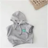 Hoodies Sweatshirts 2023 Autumn Ldren New Ldren Discalshirt Fashion Kids فضفاضة مقنعين من القطن خطاب بلا أكمام أعلى طفل أولاد فتاة H240508