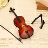 Arti e mestieri Modello di violoncello in miniatura con supporto e custodia Mini violoncello Replica Decorazione della casa Artigianato Mini ornamenti per strumenti musicali YQ240119