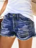 Shorts pour femme 2023 été femmes en détresse revers ourlet roulé short en jean décontracté doit avoir des shorts en jean décontractés Sexy chaud Denim trou ShortsL240119