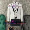 Jackets Fashion Ivory Men's Suits 3 Piece Slim Fit Groom Wedding Suit Tuxedo Peaked Lapel Jacket Vest Black Pants Costume Homme Mariage