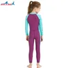 Porter une combinaison de plongée en voile de plongée, maillot de bain pour enfants, filles, manches longues, maillots de bain pour garçons, costume Rashguard pour enfants, plongée 3 couleurs