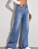 Jeans femininos moda estilo rua solto cintura alta perna larga calças jeans roupas femininas