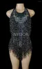 Stage Wear Luccicanti Strass Frange Body Donna Nightclub Party Outfit Costume da ballo Body intero da performance sexy