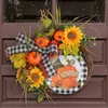 Dekorative Blumen Herbstkranz Kürbis und Sonnenblume für Haustür Wand Fenster Thanksgiving Saugnäpfe