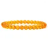 Strand Tibetan 6mm Yellow Quartzs Citrines Bead Bracelet Natural Stone Tiger Eye Stretch Bracelets For Women Men Meditation Jewelry