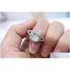 Fedi nuziali 3,85 ct Solido 925 Sterling Sier Anniversario di matrimonio Moissanite Sona Anello con diamanti gialli Fascia di fidanzamento Gioielleria raffinata Me Dhwrw