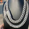 2024 Hip Hop sieraden Pass Diamond Tester Custom 15mm 18 mm 3 Rij 4 Rij S925 Silver VVS Moissanite Miami Cuban Link Chain