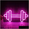 LED Neon Sign övning Barbell Gymfärger Ljus sportrum saker design klubb dekoration gåva r230613 droppleveransbelysning belysning dhdj0