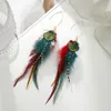 Dangle Earrings Lureme Boho Multicolor Pheasant Peathers for Women Girls Big Drop arrings (ER006406-3)