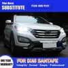 Hyundai Ix45 için Noel Baba LED Far 13-15 DRL Gündüz Koşu Işıkları Ön lamba Yüksek Işın Angel Göz Projektör Lens Salonu Dönüş sinyali