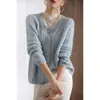 Blusas de mujer Cárdigan de punto estilo perezoso para mujer 2024 Mohair Hollow Out Sweater Jacket