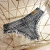 Frauen Shorts Qisin 2023 Neue Frauen Sexy Low Taille Loch Quaste Denim Shorts Jeans Tanga Kurze FemininoL240119