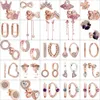 Boucles d'oreilles en argent Sterling scintillant, Zircon transparent, cœur, fleur, trèfle, or Rose, amour, bijoux fins, cadeau