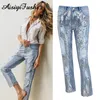 Rock Pailletten Zerrissene Jeans für Frauen Unten Streetwear Loch Reißverschluss Fransen Zerrissene Jeans Hosen Damen Denim Hosen Lose Weibliche