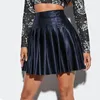 Skirts Women's Pu Leather Classic High Waisted Faux A Line Flare Pleated Mini Sexy Night Club Party Short