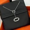 Designer Luxe S925 Sterling Zilveren Ketting Gegalvaniseerd 18K Goud Klassiek Varken Neus OT Gesp Ingelegd Diamant Paar Stijl Tweekleurig Dames Charme Sieraden Meisje Cadeau