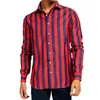 Chemises décontractées pour hommes Hommes Chemise Col de bande Robe formelle Tops à manches longues Rétro Stripe pour la mode largement applicable