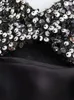 Повседневные платья 2024, женское элегантное черное платье Zbza в стиле пэчворк с бисером и бретельками Официальный глобальный магазин