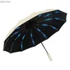 Parapluies 48 os grande entreprise en caoutchouc noir protection solaire parapluie protection UV triple automatique parapluie ensoleillé et pluvieux imperméable