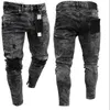 Jeans voor heren Biker Jeans Distressed Stretch Ripped Biker Jeans voor heren Hiphop Slim Fit Gaten Punk Jeans Rits Pure kleur Denim broekL240119