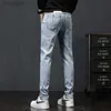 Men's Jeans New style men's straight slim black jeans high quality scratches dark gray pants Korean stylish sexy casual jeans long pants;L240119