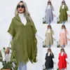 Damestruien Herfstkleding Vleermuismouw Oversized Casual Losse V-hals Trui met capuchon Middellange lange trui Vest Cape Topjas