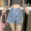 Damesshorts Nieuw ontwerp Sense Niche Elastische jeans Vrouwelijke Ins Trendy Hot Girl Rechte shorts Zomer Hoge taille Wijde pijpen Slanke denim shortsL240119