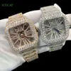 Men Wrist Watches Dial Fashion Skeleton Brand Design Hip Hop Waterproof Stainless Steel Ice Out Moissanite Watch