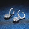 Boucles d'oreilles en argent pur S925, pendentif d'oreille plaqué avec PT950, clous d'oreilles polyvalents en diamant Mosang en fleurs, 50 Points de couleur D