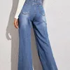 Женские джинсы, модные уличные стильные свободные джинсовые брюки с высокой талией и широкими штанинами, женская одежда