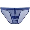 Mutande Slip a rete ultra sottile Uomo Intimo trasparente sexy Traspirante Vedere attraverso Mutandine con custodia rigonfia maschile Lingerie erotica