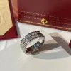 Diseñadores de moda de lujo Mujeres Anillo de diamante completo de doble capa muestra temperamento ligero simple exquisito personalizado y versátil ajustable